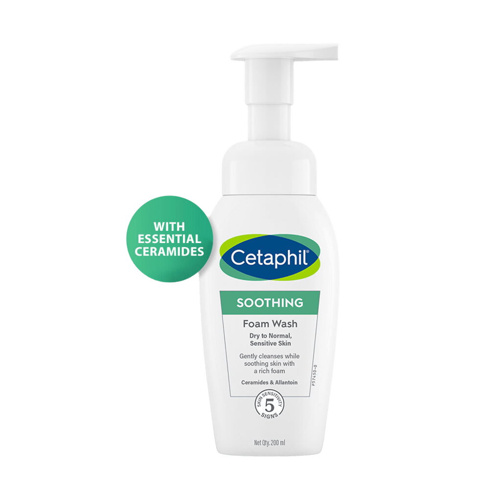 Cetaphil Soothing Foam Wash 200 ml for Dry to Normal Skin with Ceramides