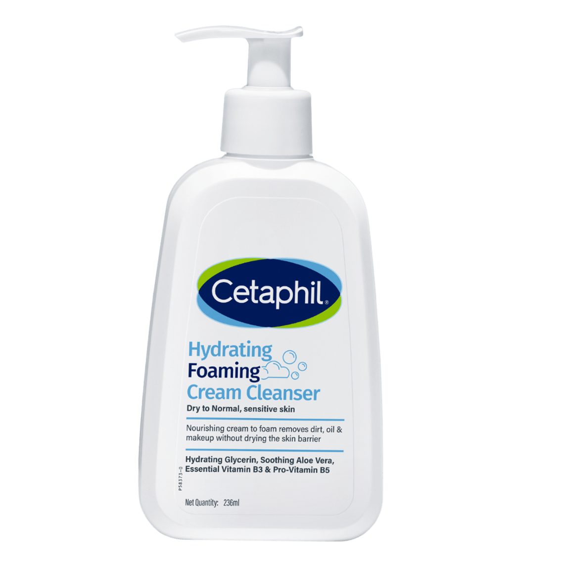 Cetaphil Hydrating Foaming Cream Cleanser 236 ml for Dry to Normal Sensitive Skin with Niacinamide, Aloevera and Glycerin