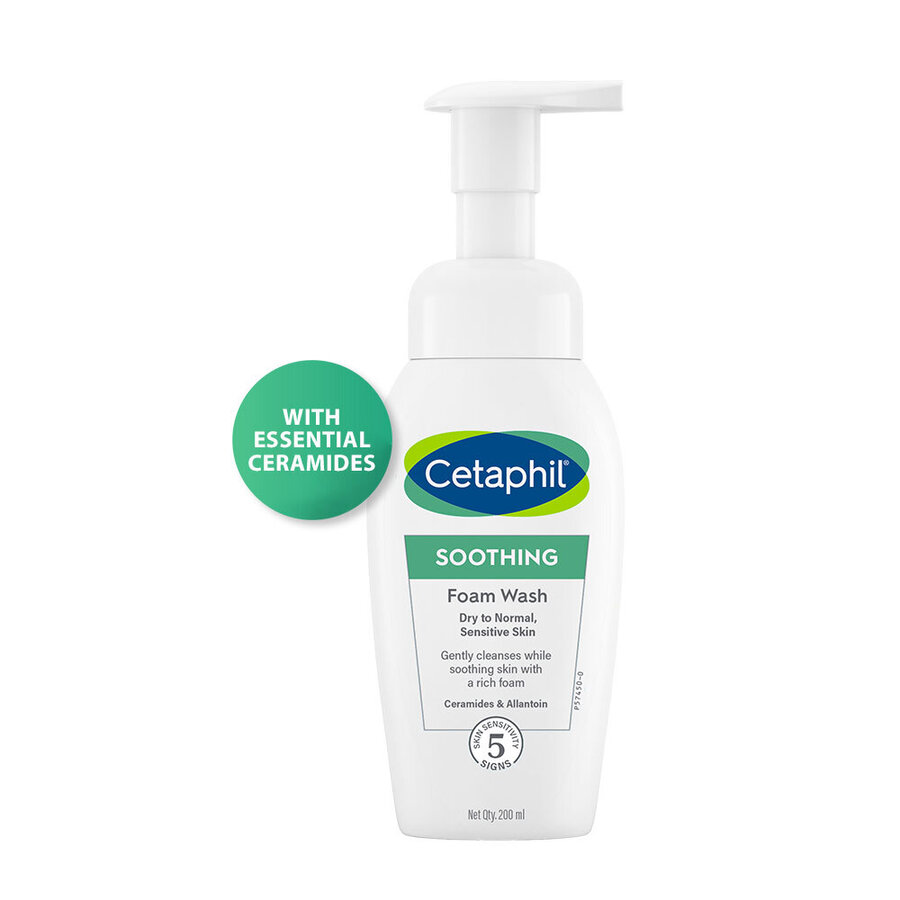 Cetaphil Soothing Foam Wash 200 ml for Dry to Normal Skin with Ceramides