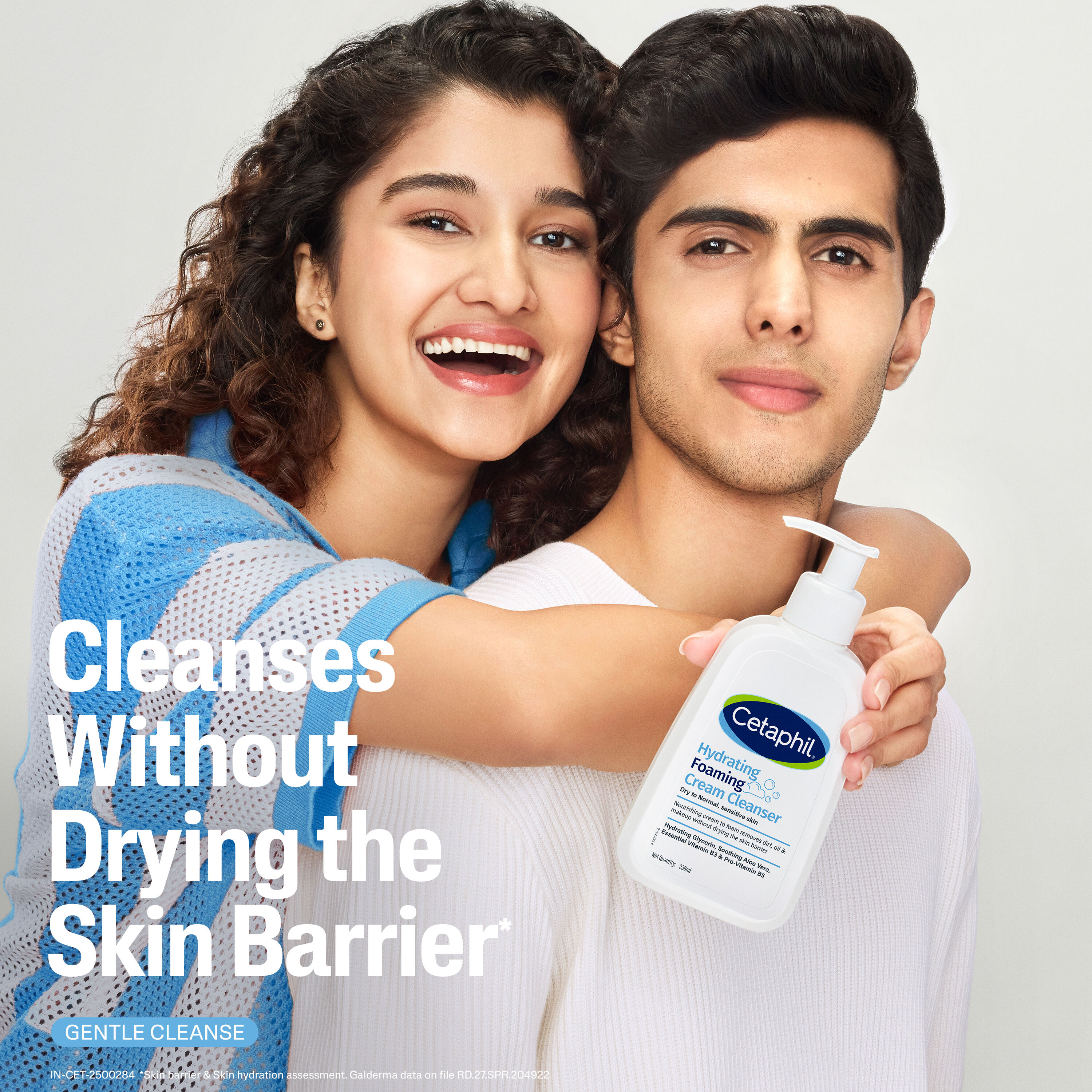 Cetaphil Hydrating Foaming Cream Cleanser 236 ml for Dry to Normal Sensitive Skin with Niacinamide, Aloevera and Glycerin